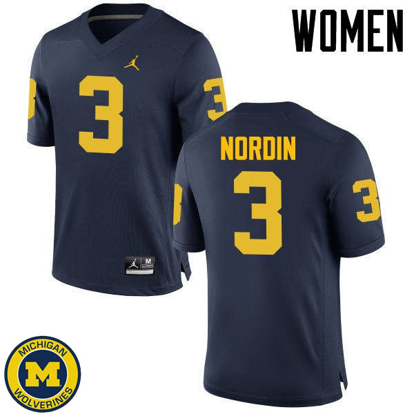 Women's Michigan Wolverines #3 Quinn Nordin Navy University Jersey